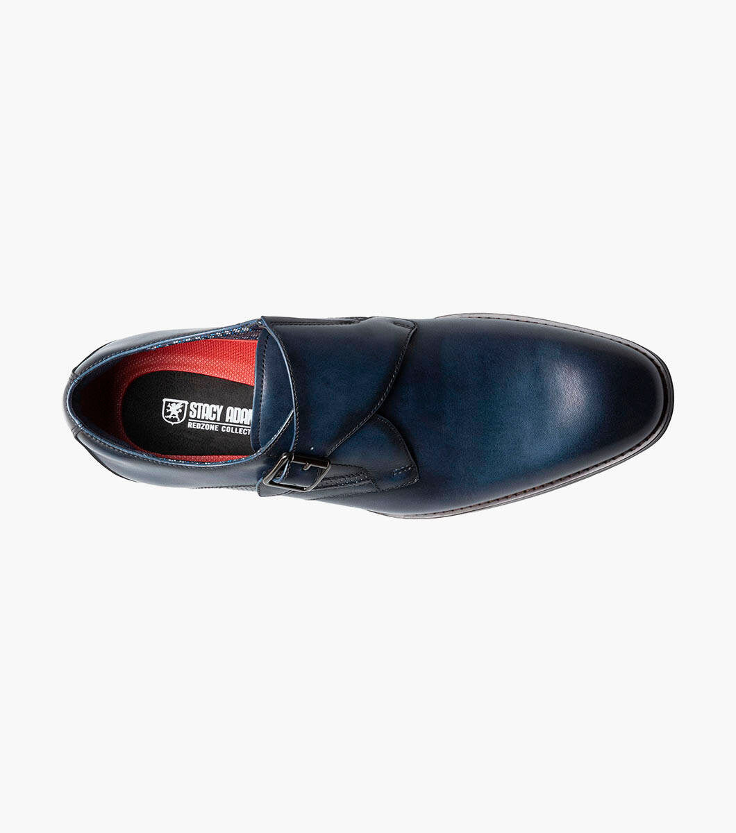 Stacy Adams KARCHER Navy Plain Toe Monk Strap