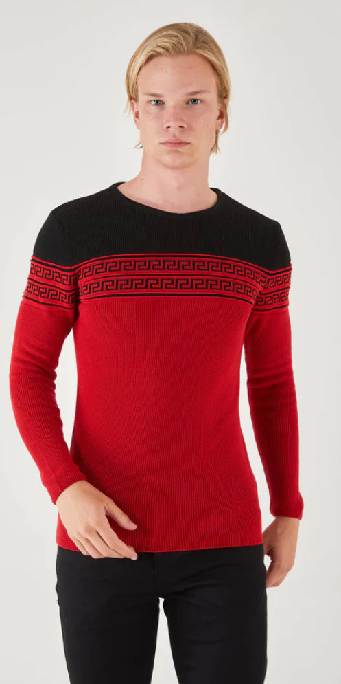 Lagos Red Men's Slim Fit Red Sweater | QT Black