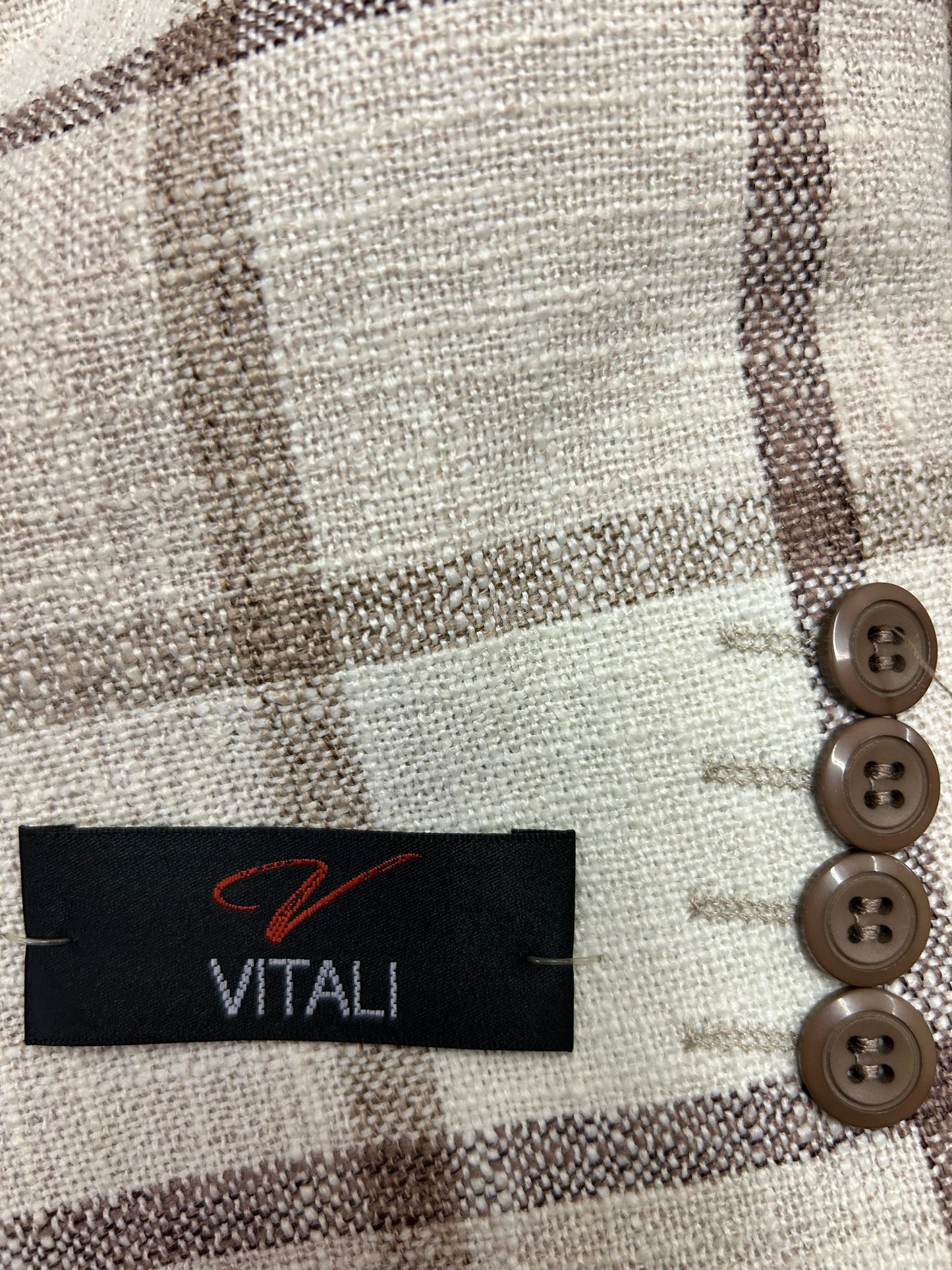 Vitali C1135-PK Natural Checkered 1-Button Blazer/Sports Coat