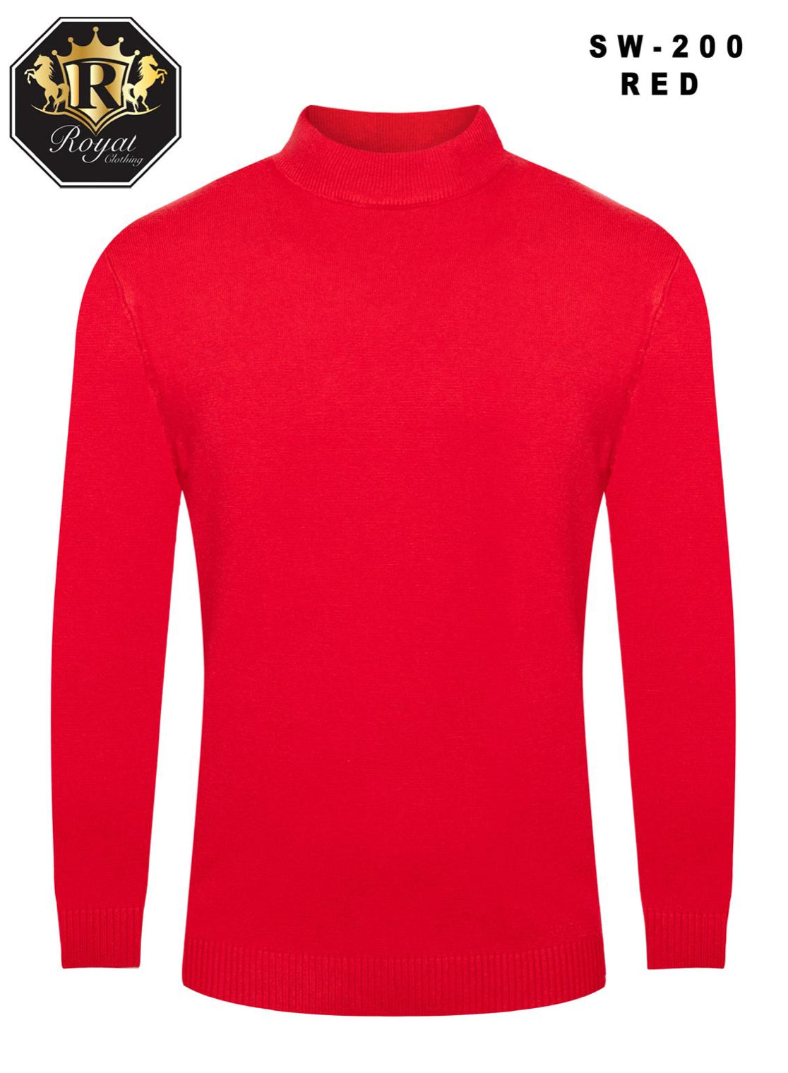 Royal Clothing SW-20 Long Sleeve Mock Neck Sweater | Red