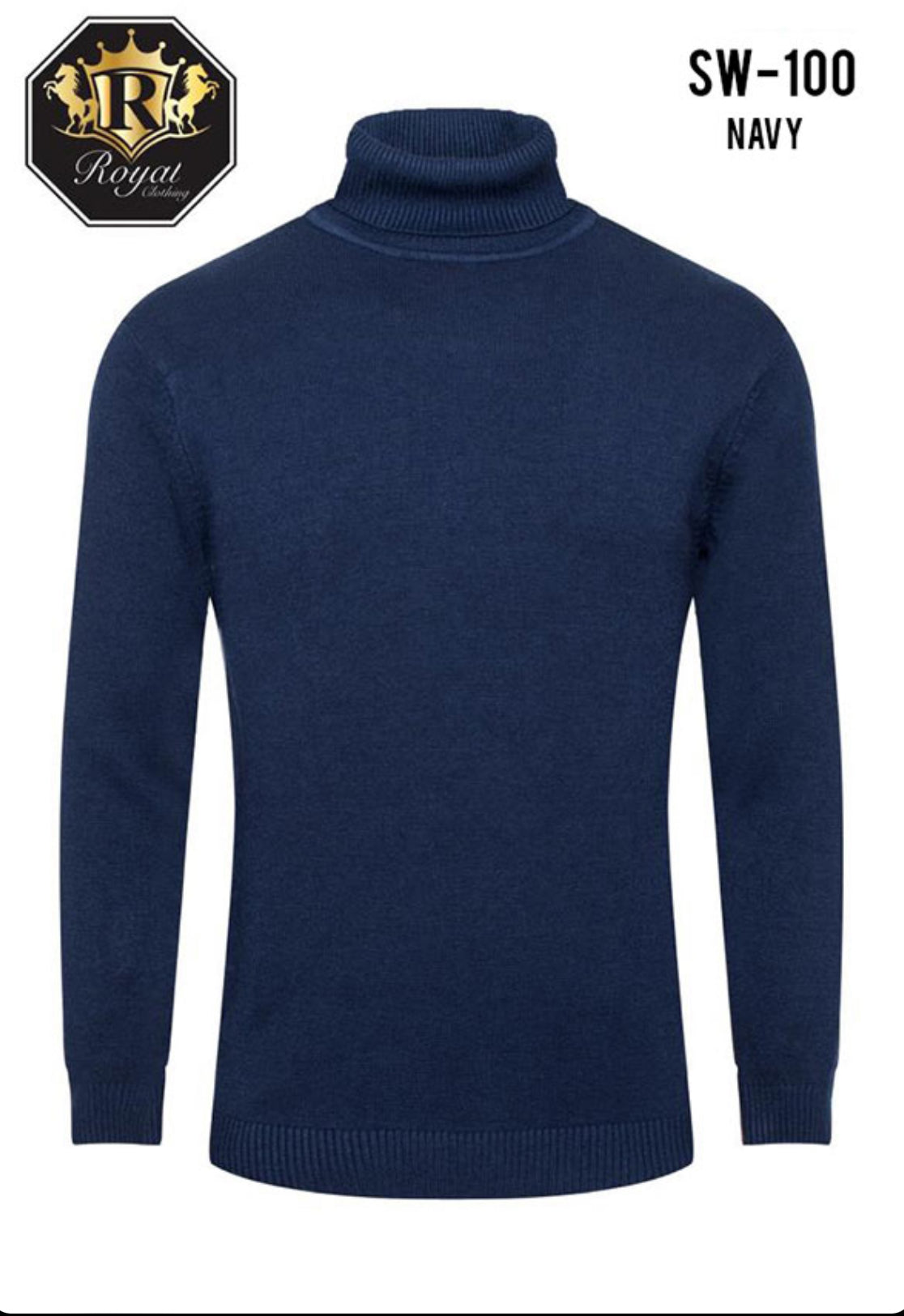 Royal Clothing SW-100 Long Sleeve Turtleneck Sweater | Navy