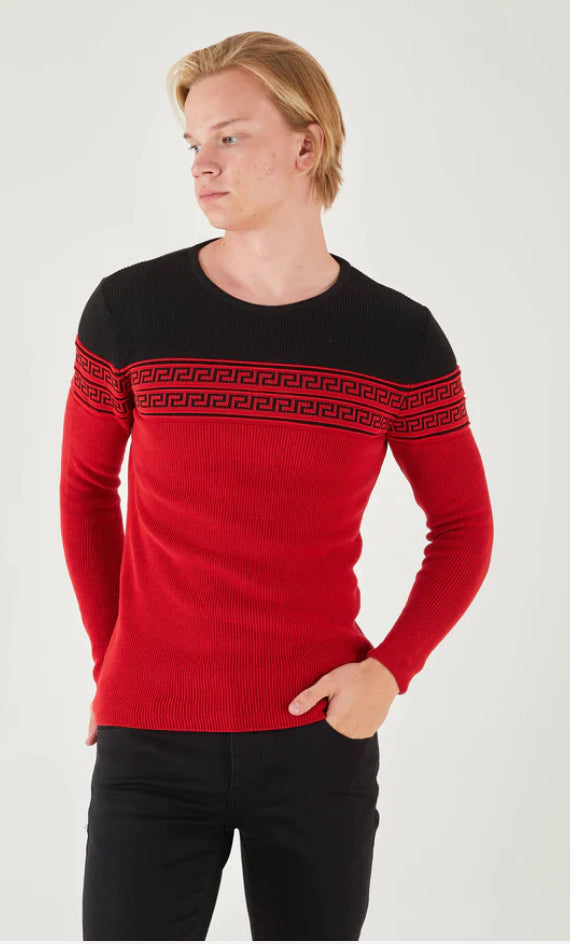 Lagos Red Men's Slim Fit Red Sweater | QT Black