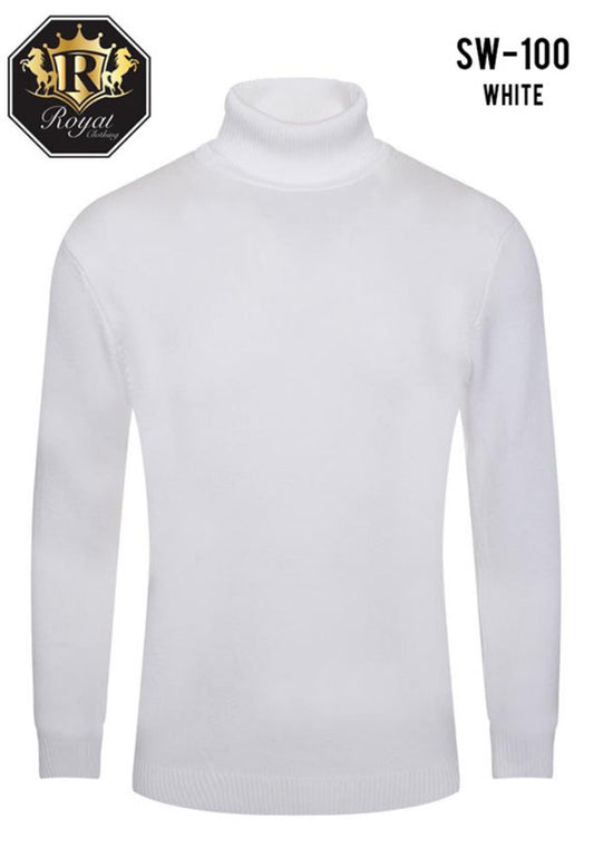 Royal Clothing SW-100 Long Sleeve Turtleneck Sweater | White