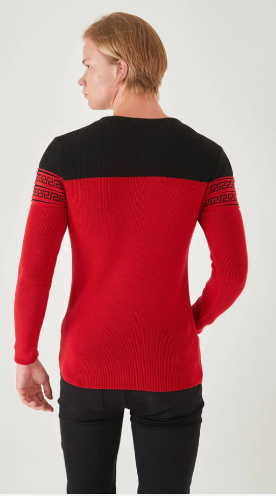 Lagos Red Men's Slim Fit Red Sweater | QT Black