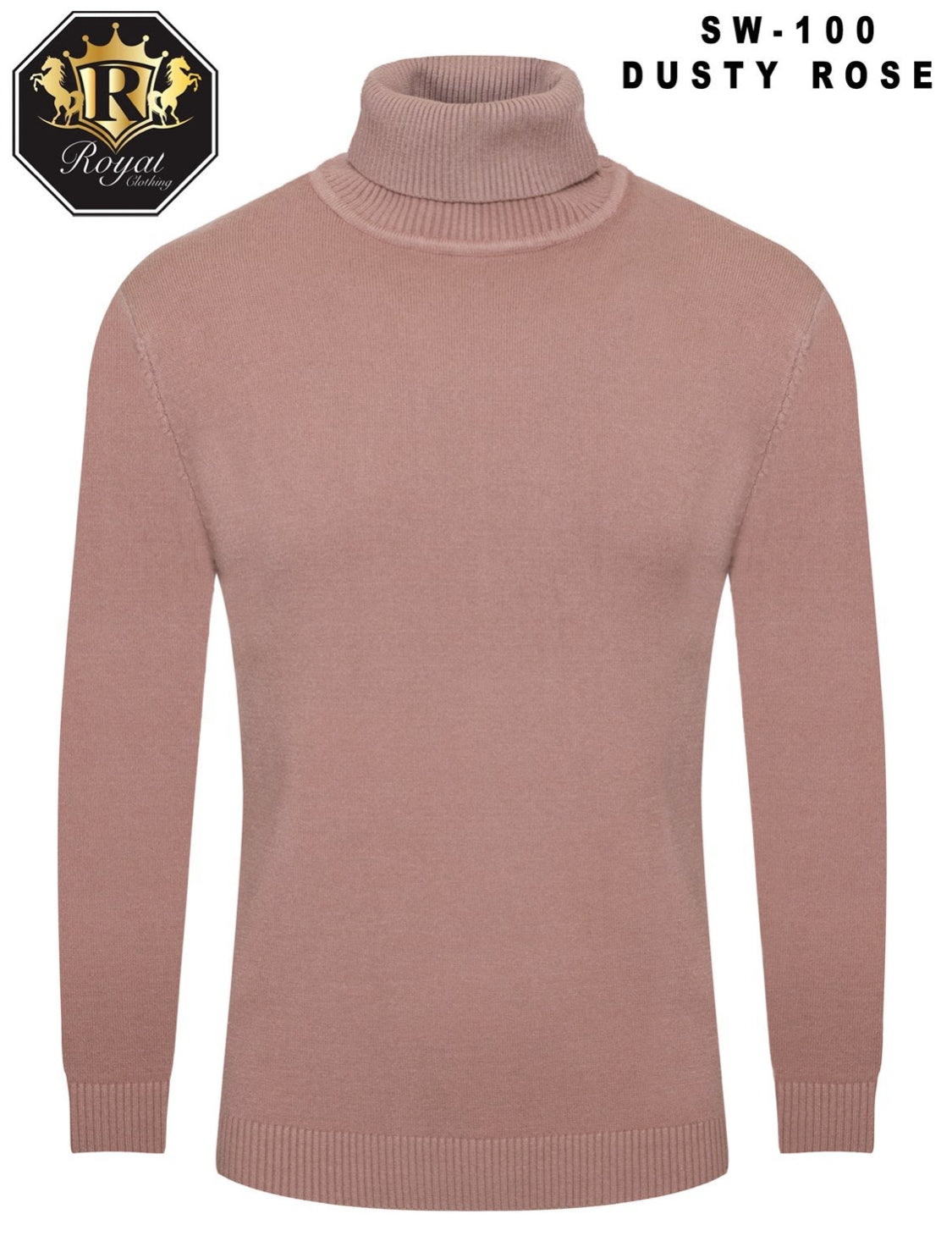 Royal Clothing SW-100 Long Sleeve Turtleneck Sweater | Dusty Rose