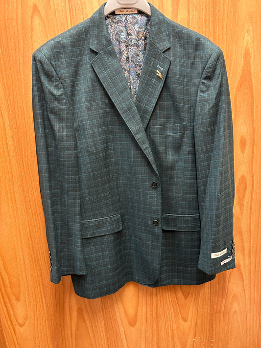 Needle & Stitch NS2N-107 Teal Glen Plaid 2-Button Blazer