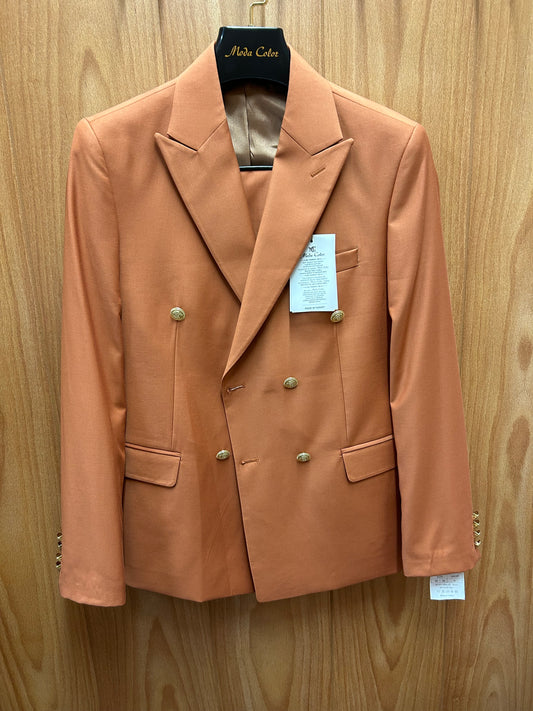 Moda Color Rust Gold Button Double Breasted Turkish Suit