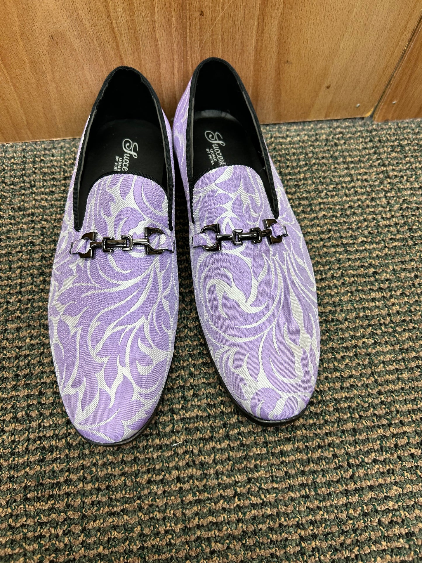 Successos SH3620 Lilac Floral Print Red Bottom Smoking Slip-on Dress Shoes Sizes 7-15