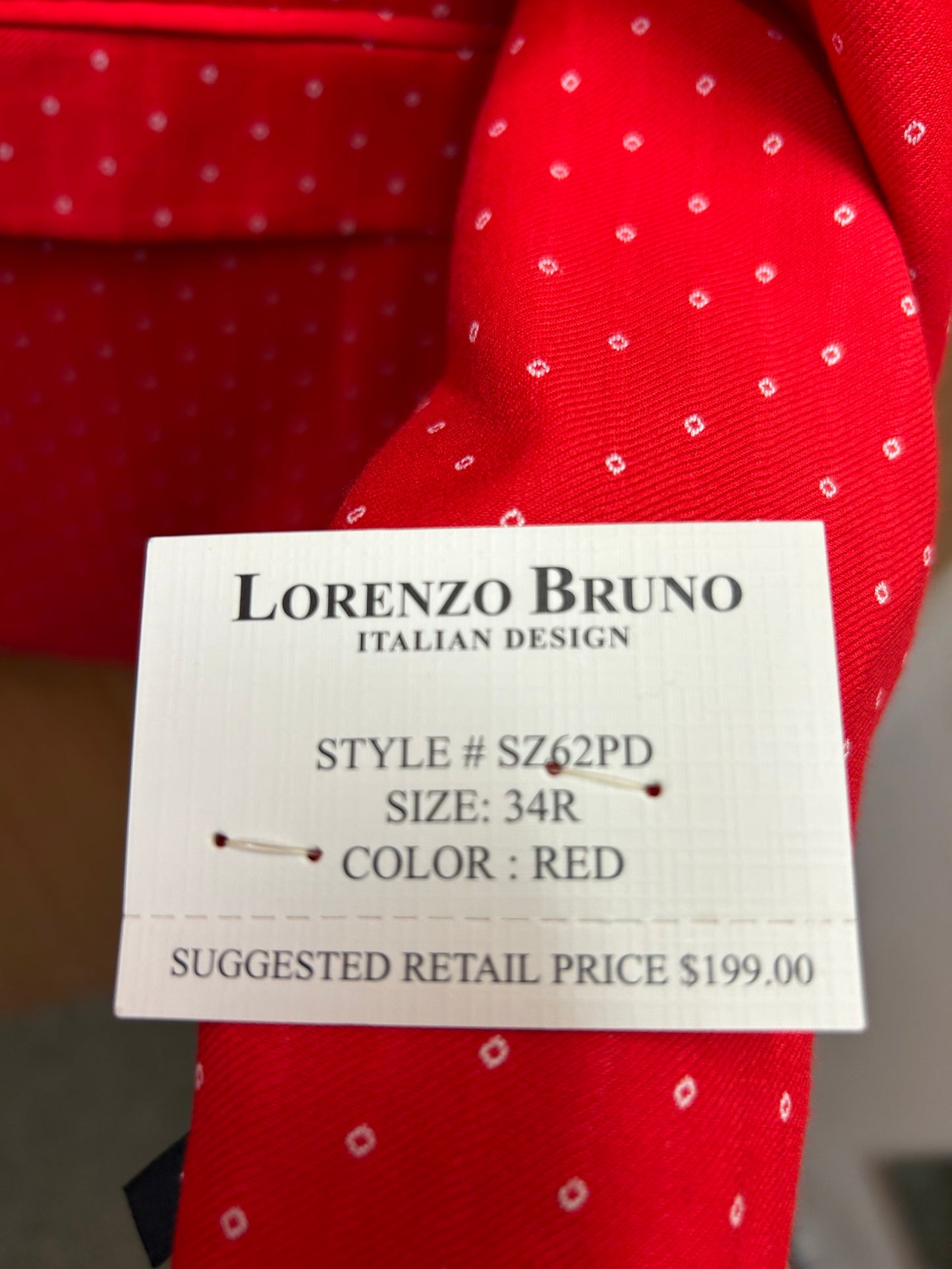 Lorenzo Bruno SZ62PD Red Slim Fit Diamond Print Tuxedo Jacket