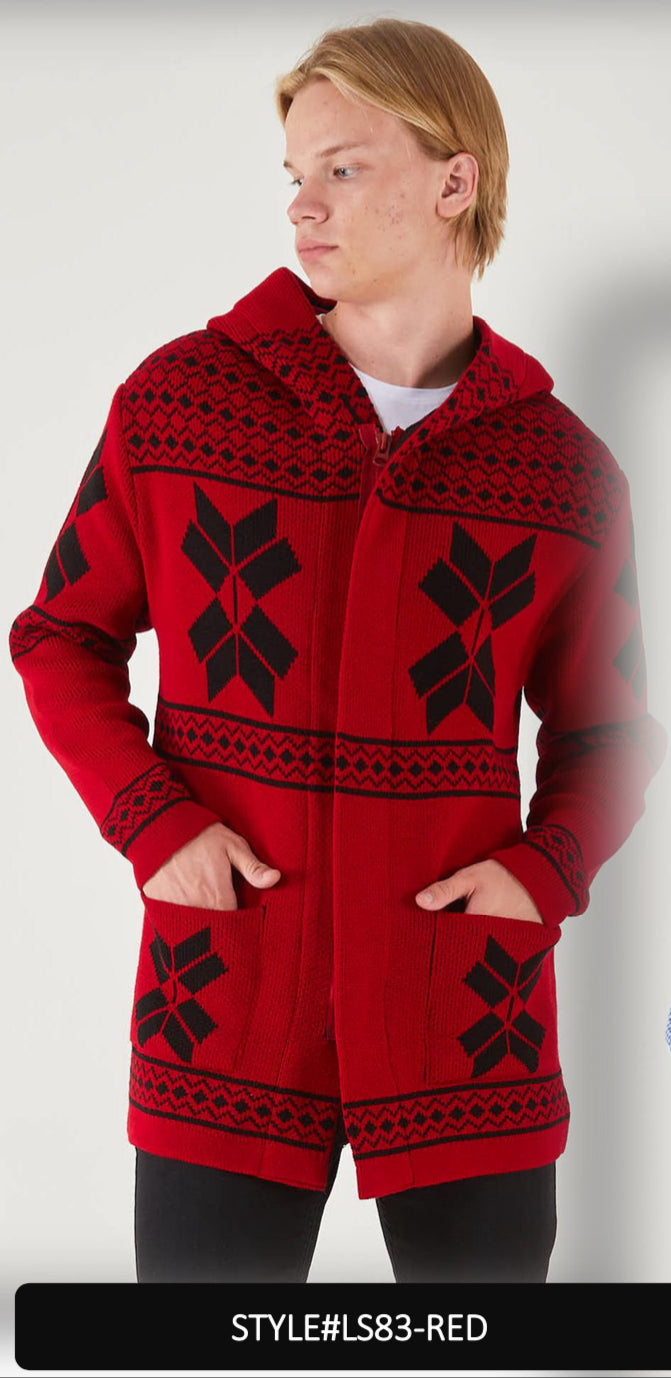 Lagos Red Exclusive Men's Red Patch Long Sweaters | Hoodie LS83