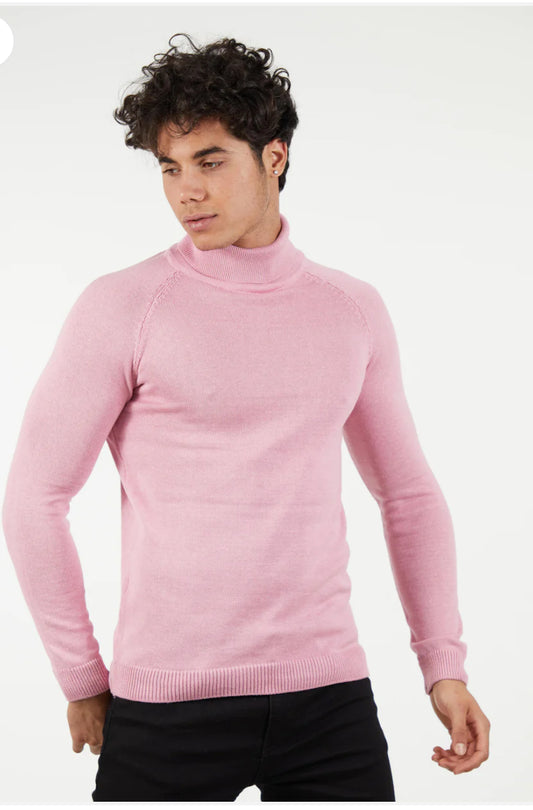 Suslo Couture Turtle Neck Sweater | Light Pink