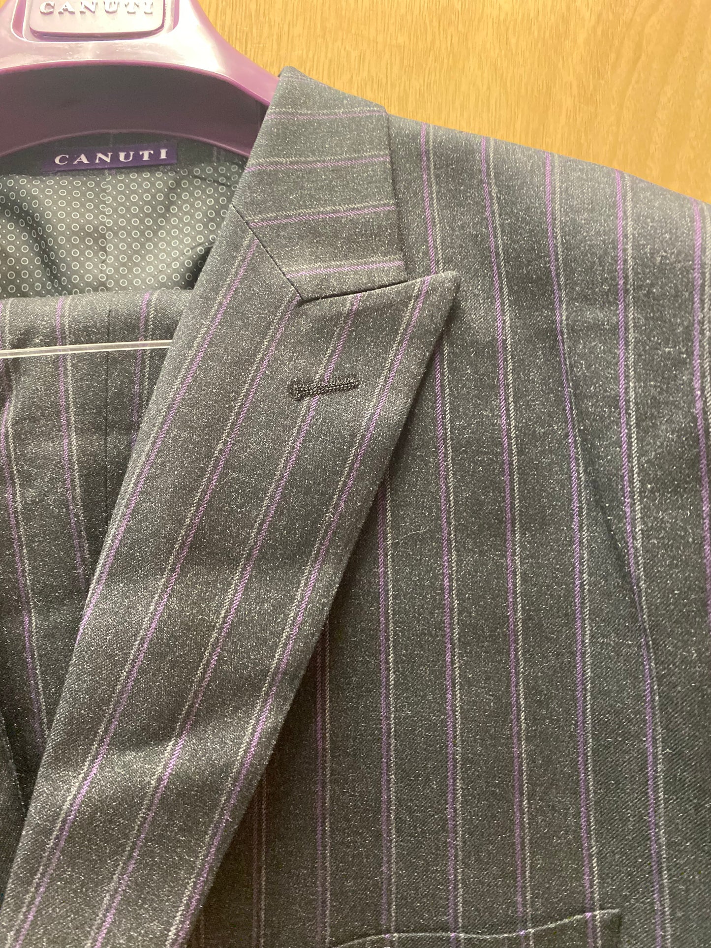 Canuti Peter C158 Purple/Grey Stripe Double Breasted Modern Fit Suit