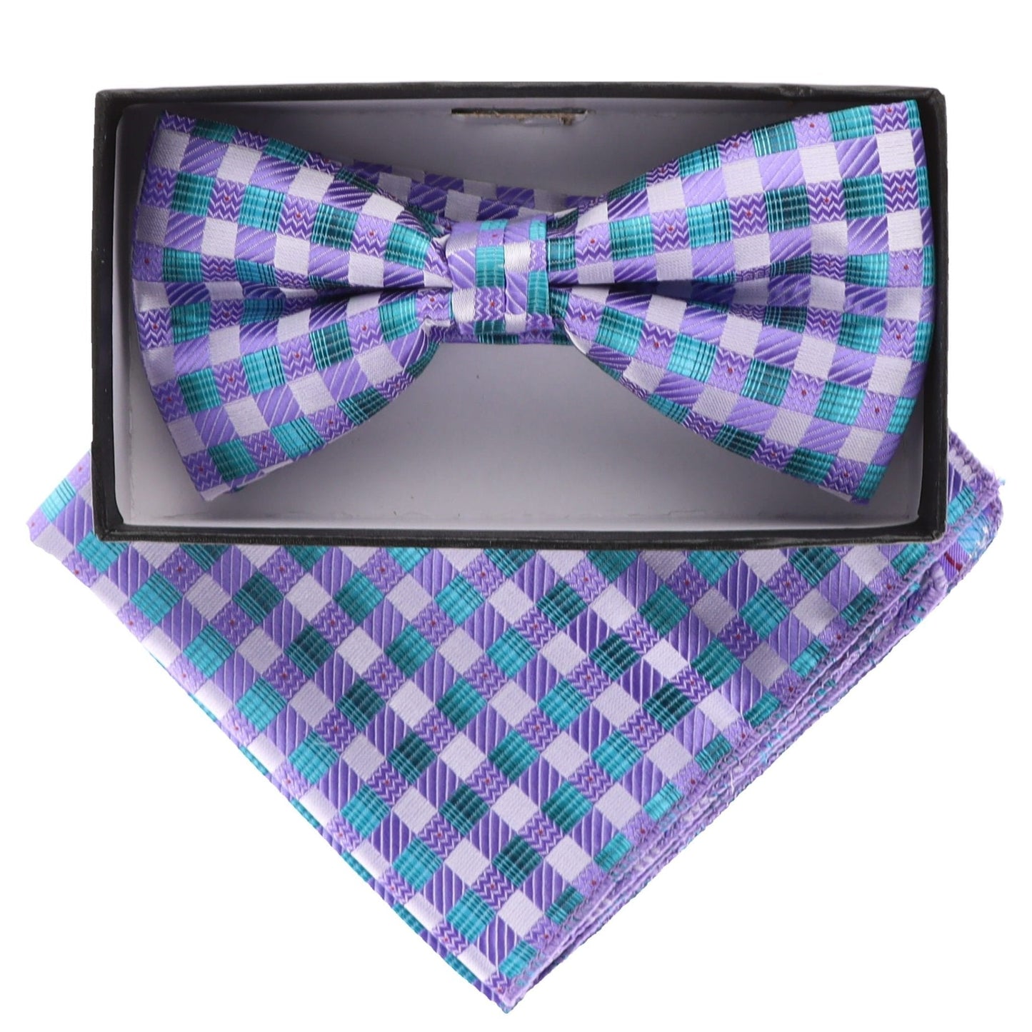 Vittorio Farina Geometric Designer Bow Tie & Pocket Square