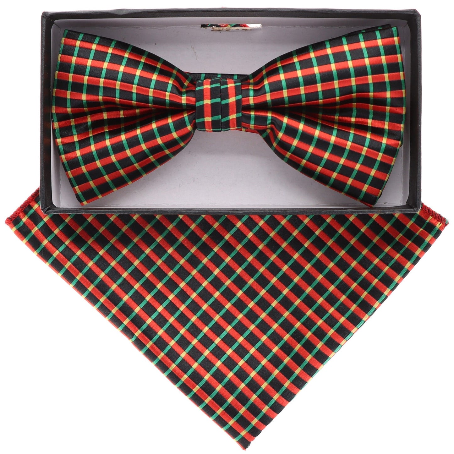 Vittorio Farina Geometric Designer Bow Tie & Pocket Square