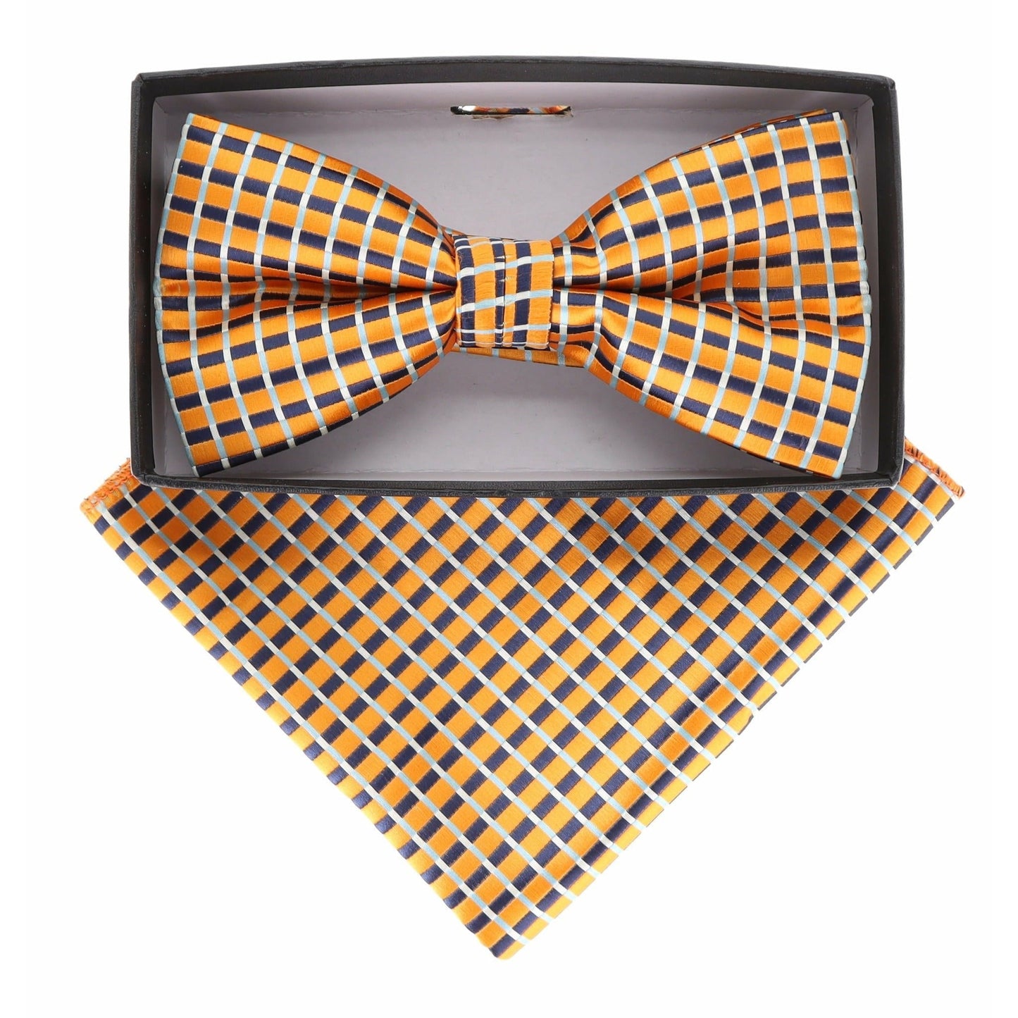 Vittorio Farina Geometric Designer Bow Tie & Pocket Square