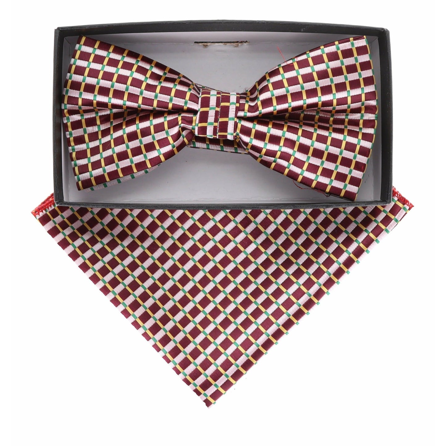 Vittorio Farina Geometric Designer Bow Tie & Pocket Square