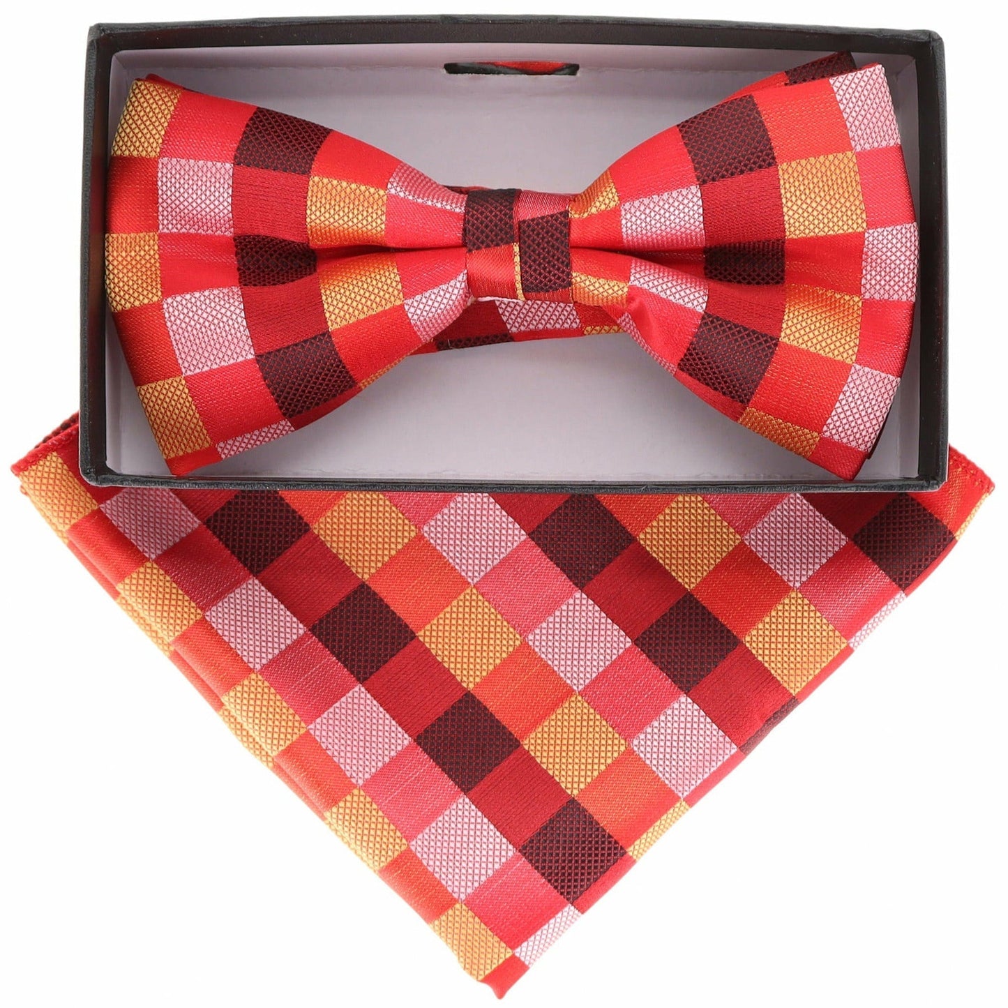 Vittorio Farina Geometric Designer Bow Tie & Pocket Square