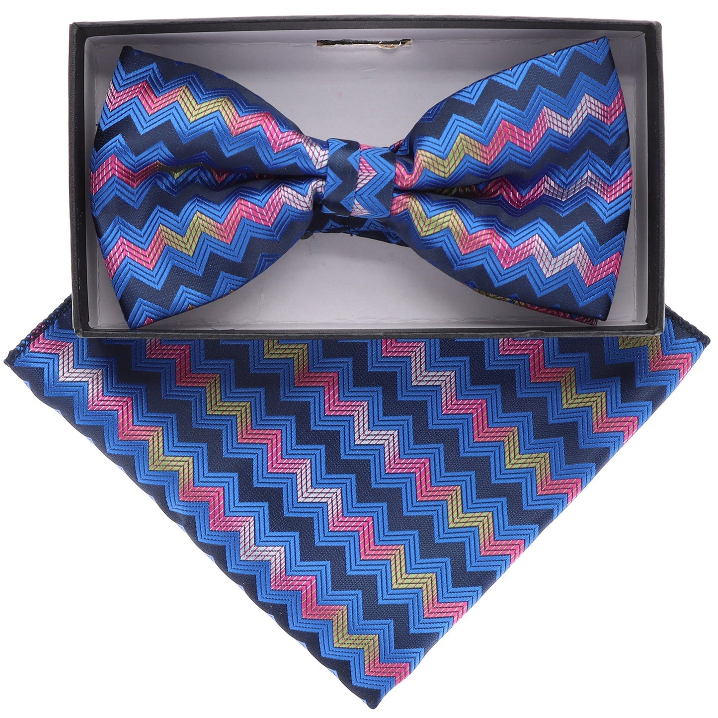 Vittorio Farina Geometric Designer Bow Tie & Pocket Square