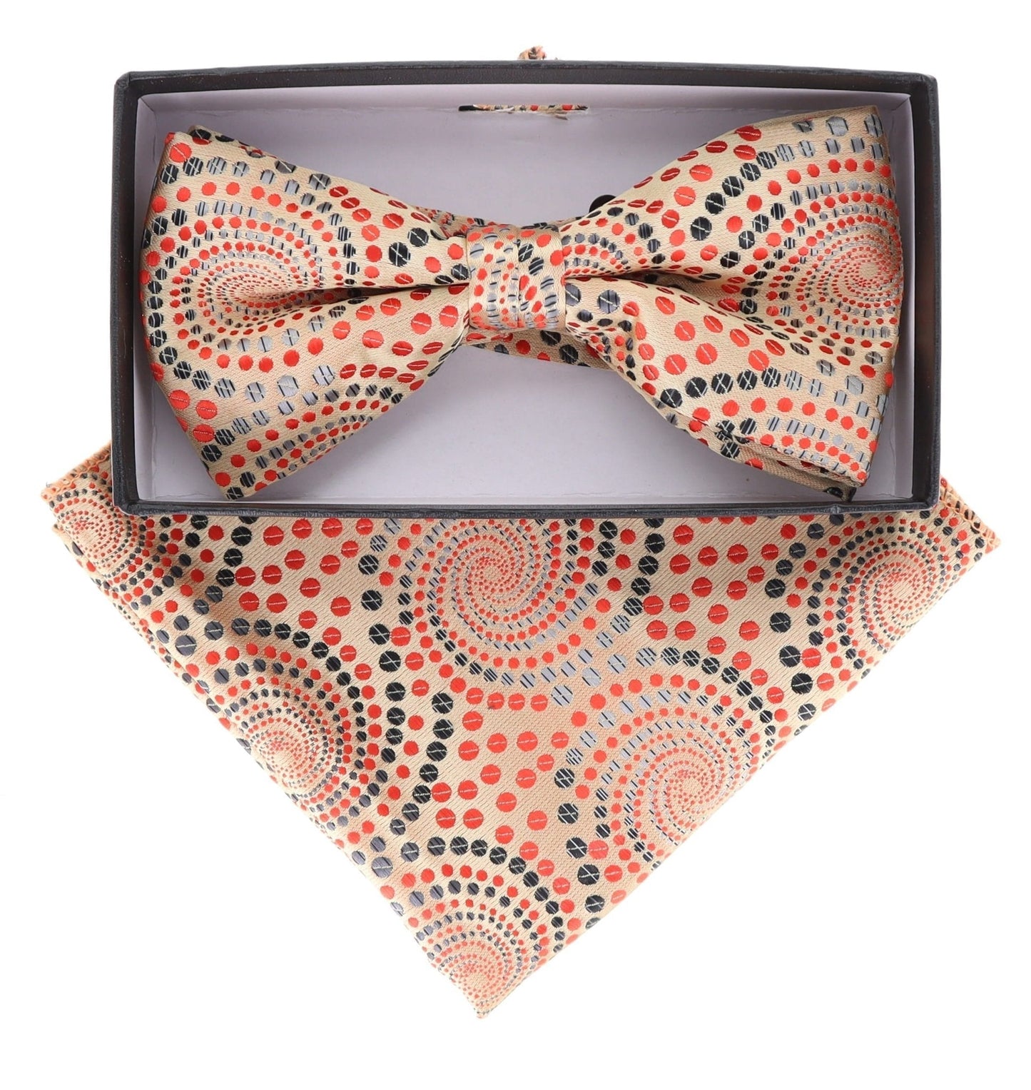 Vittorio Farina Geometric Designer Bow Tie & Pocket Square