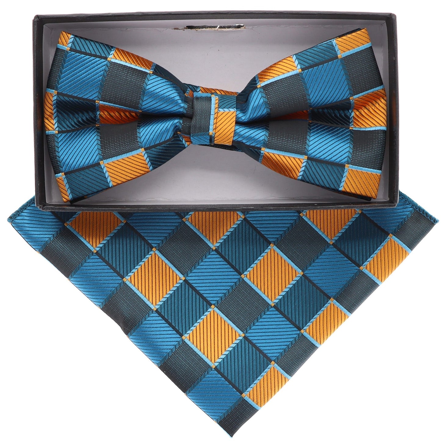 Vittorio Farina Geometric Designer Bow Tie & Pocket Square