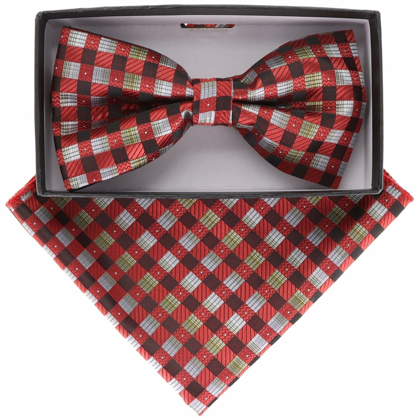 Vittorio Farina Geometric Designer Bow Tie & Pocket Square