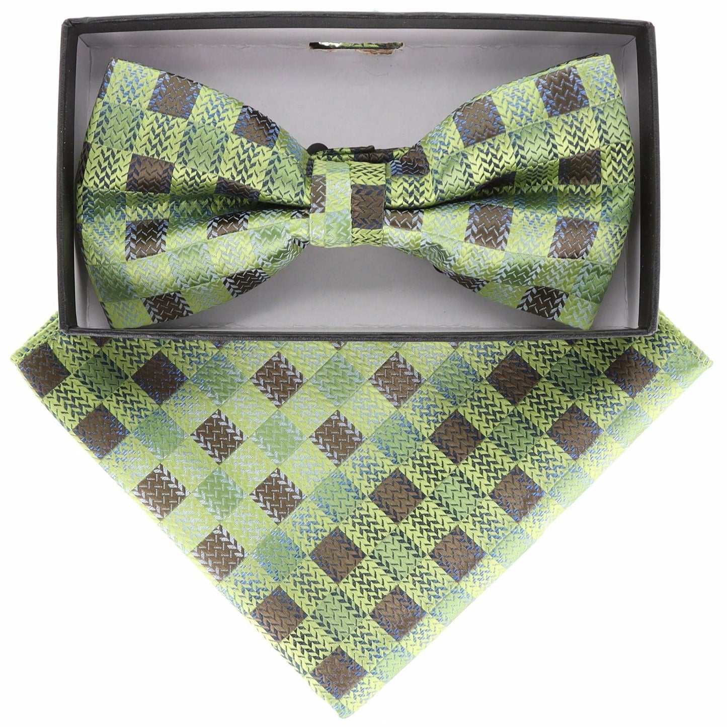 Vittorio Farina Geometric Designer Bow Tie & Pocket Square