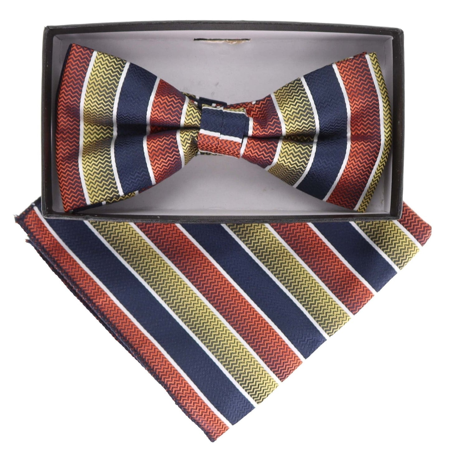 Vittorio Farina Geometric Designer Bow Tie & Pocket Square