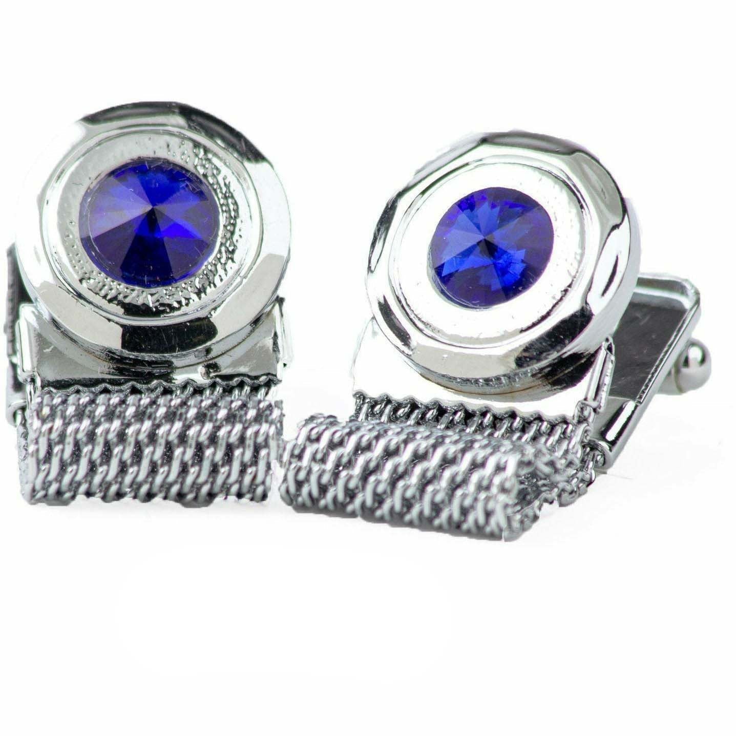 Vittorio Vico Vibrant Colorful Round Crystal Chain Cufflinks in Round Setting