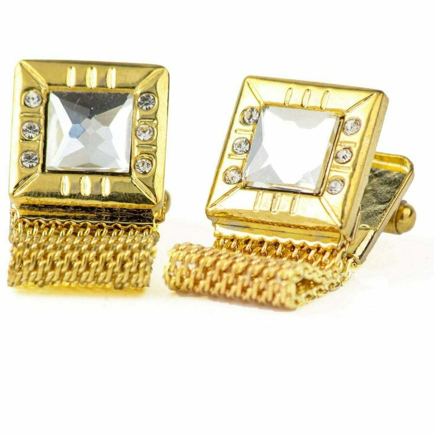 Vittorio Vico Vibrant Colorful Square Crystal Chain Cufflinks in Square Setting