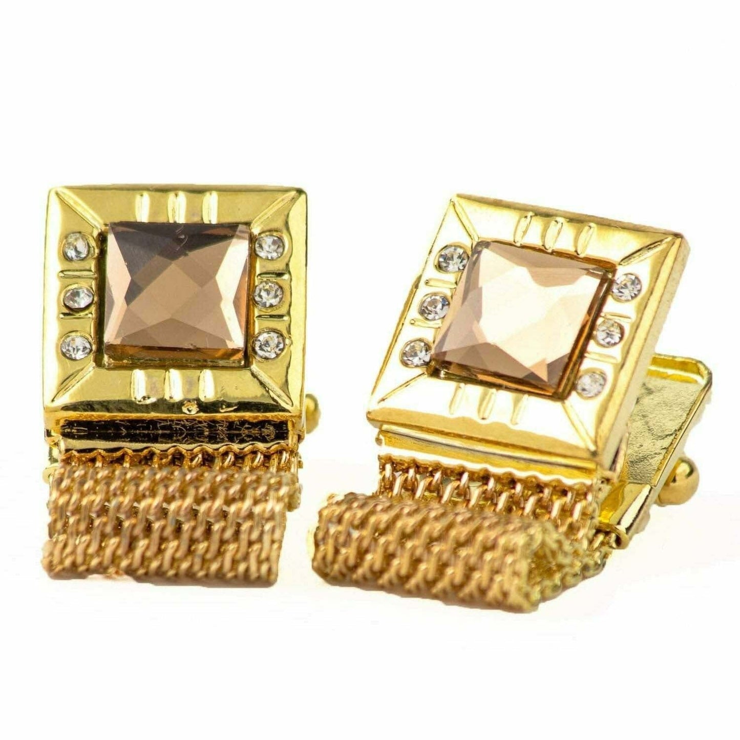 Vittorio Vico Vibrant Colorful Square Crystal Chain Cufflinks in Square Setting