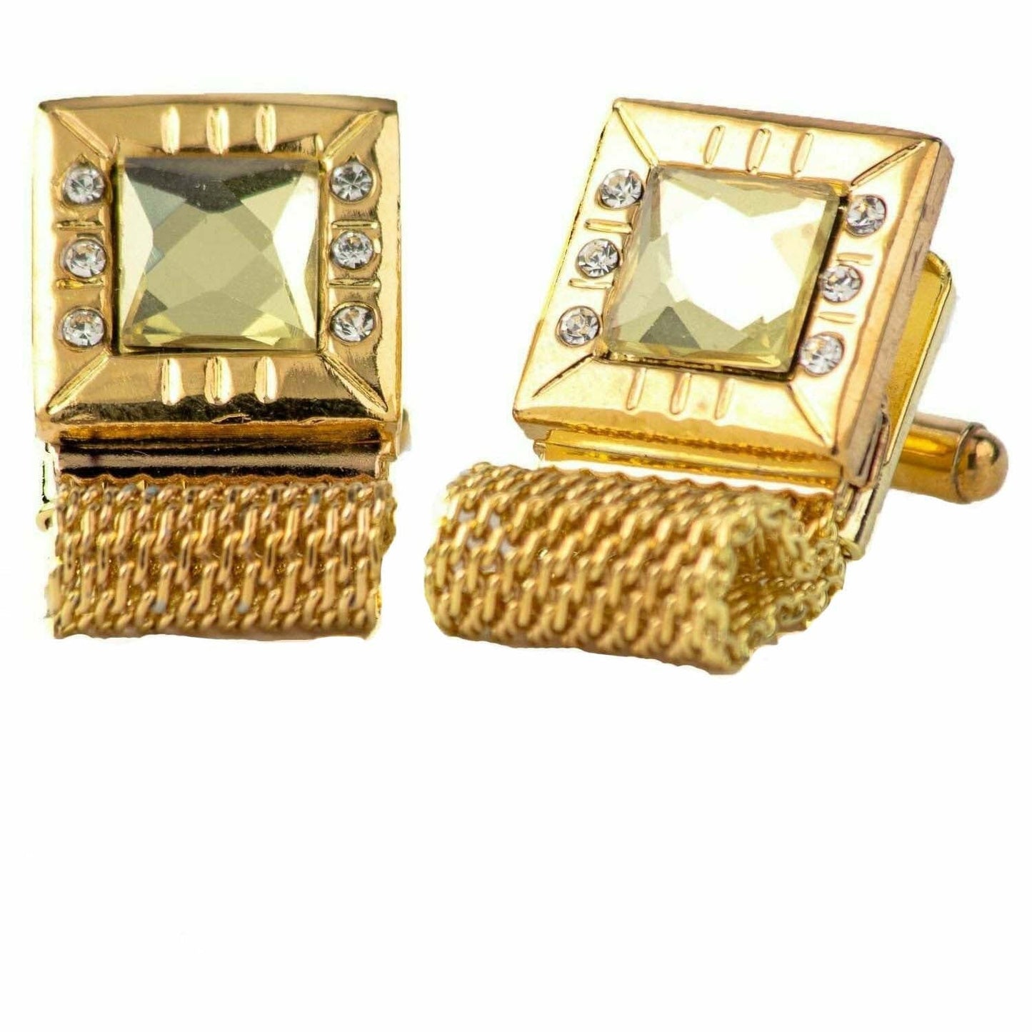 Vittorio Vico Vibrant Colorful Square Crystal Chain Cufflinks in Square Setting