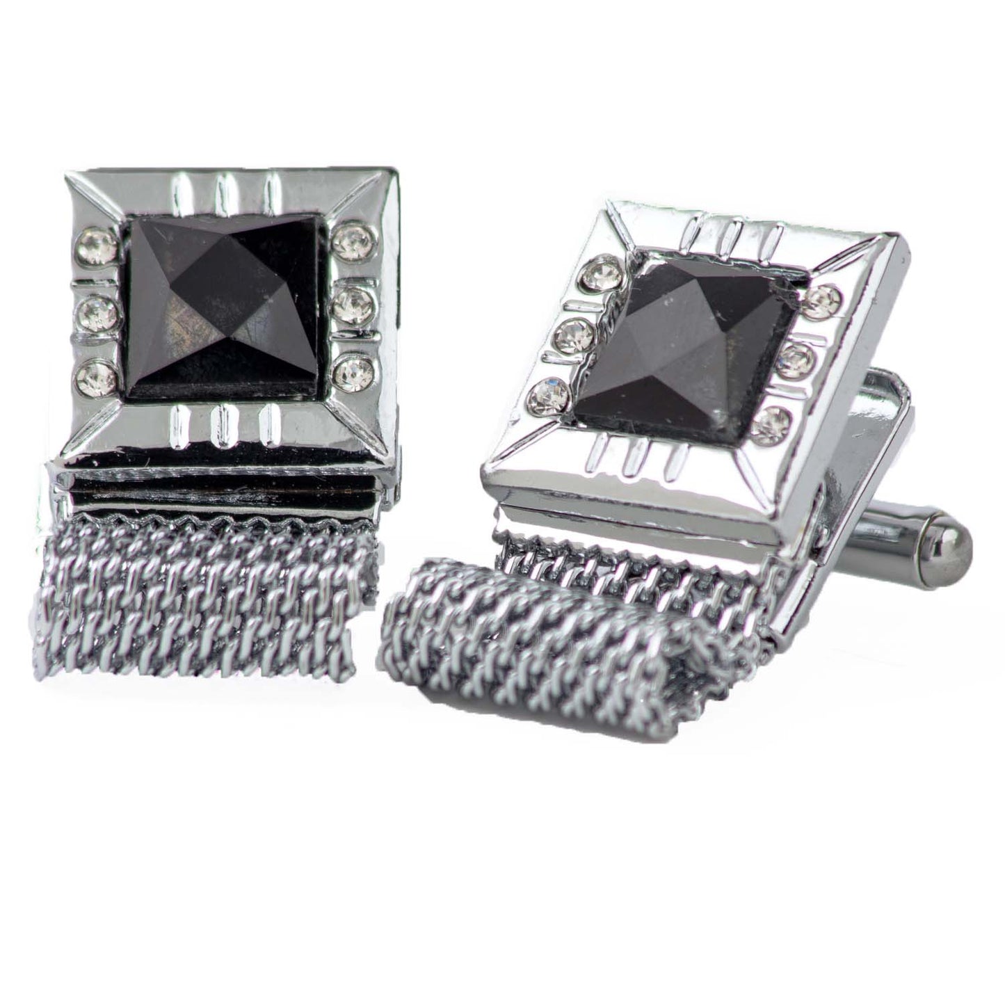 Vittorio Vico Vibrant Colorful Square Crystal Chain Cufflinks in Square Setting