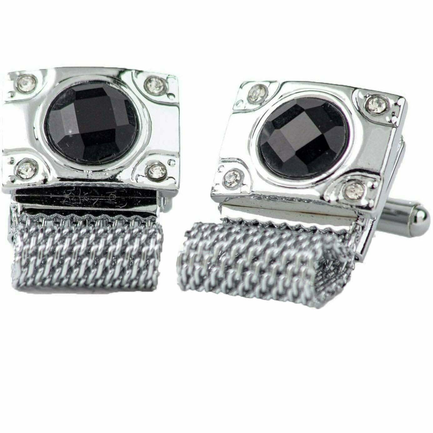 Vittorio Vico Vibrant Colorful Square Crystal Chain Cufflinks in Round Setting