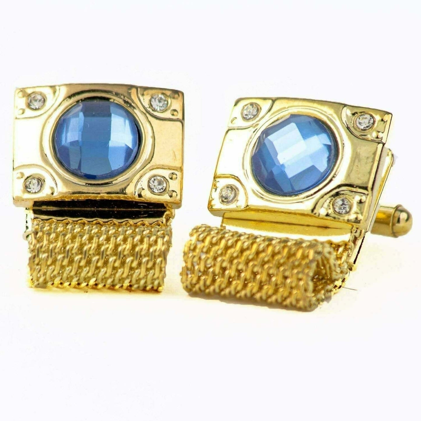 Vittorio Vico Vibrant Colorful Square Crystal Chain Cufflinks in Round Setting