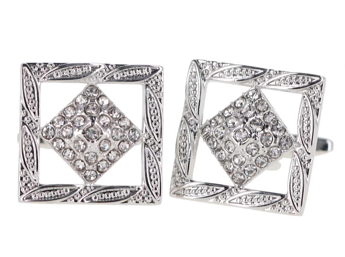 Vittorio Vico Silver Iced Wedding Cufflinks (CL105X Series)