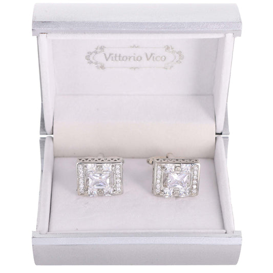 Vittorio Vico Silver Iced Wedding Cufflinks (CL105X Series)