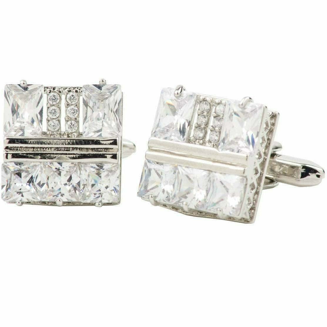 Vittorio Vico Silver Iced Wedding Cufflinks (CL105X Series)