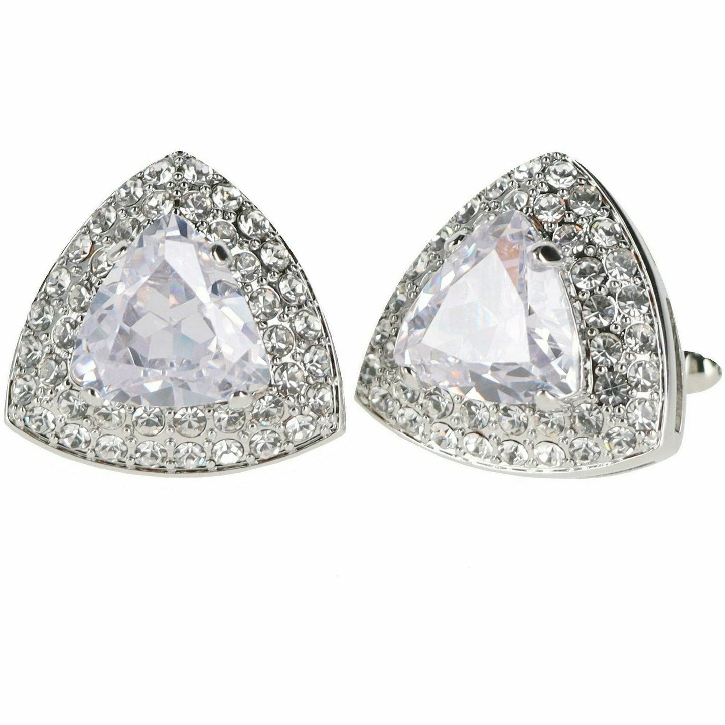 Vittorio Vico Triangular Crystal Diamond Set Cufflinks (CL 72XX)