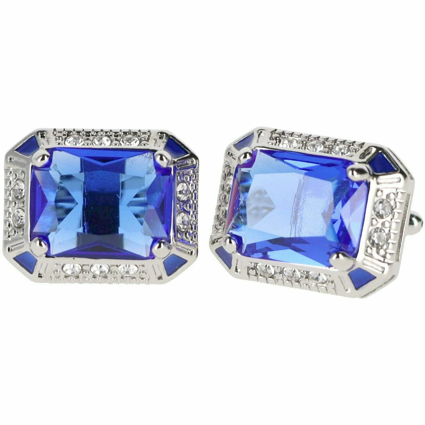 Vittorio Vico Big Rectangular Colored Crystal Cufflinks (CL73XX)