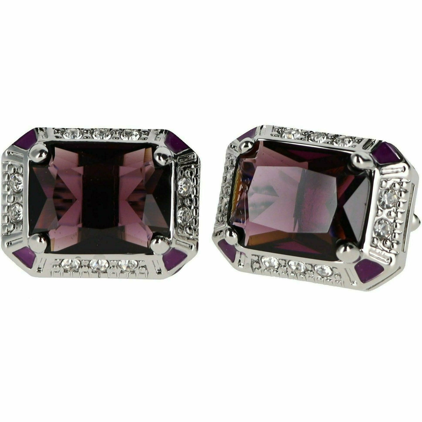 Vittorio Vico Big Rectangular Colored Crystal Cufflinks (CL73XX)