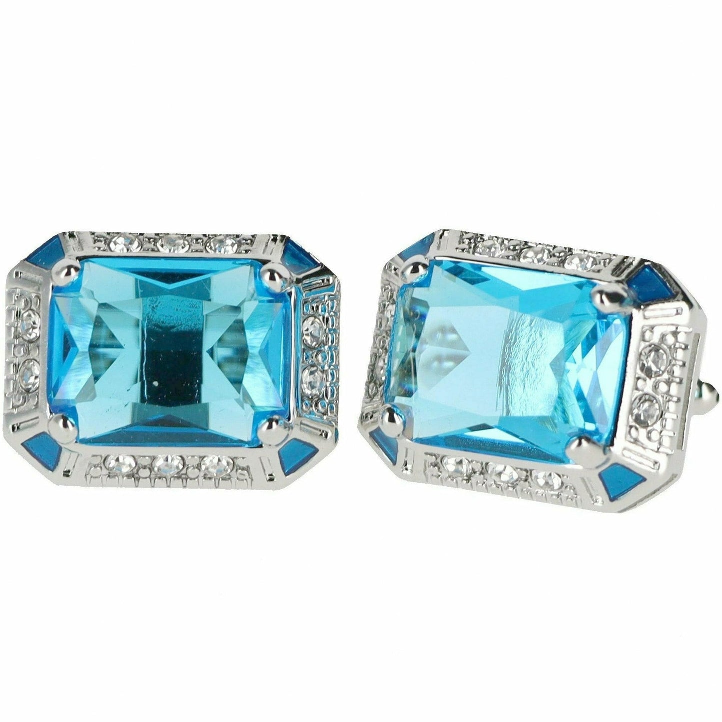 Vittorio Vico Big Rectangular Colored Crystal Cufflinks (CL73XX)