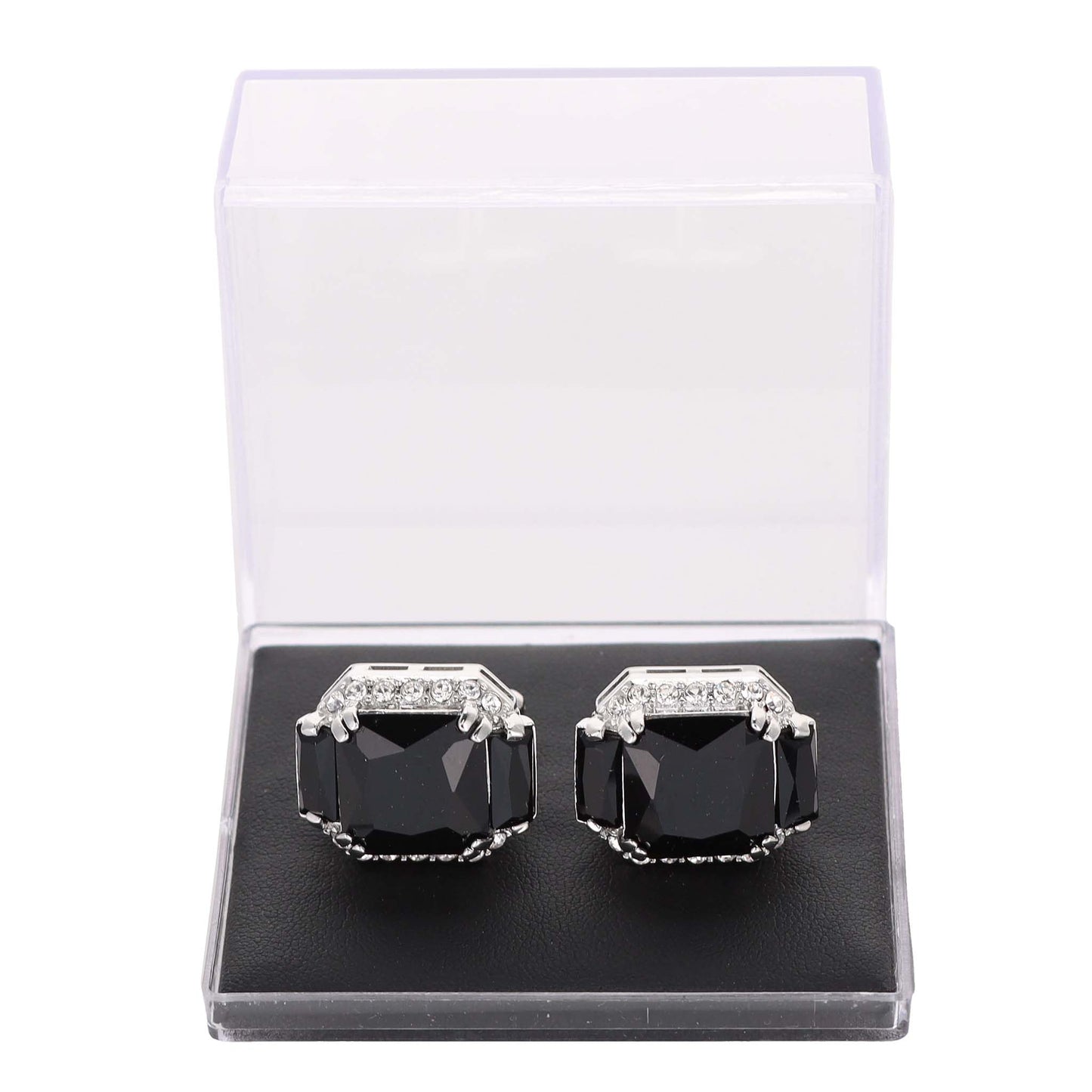 Vittorio Vico Rectangular Colored Diamond Flanked Crystal Cufflinks (CL 74XX)