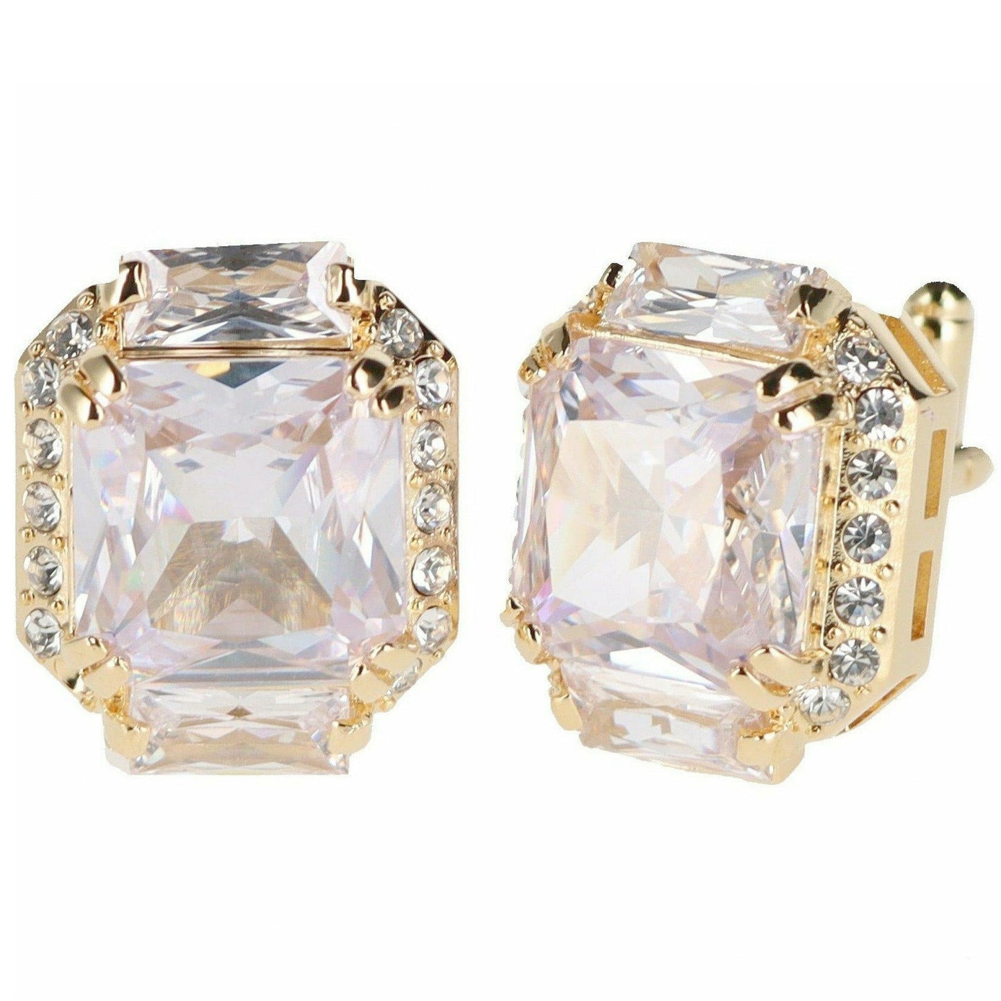 Vittorio Vico Rectangular Colored Diamond Flanked Crystal Cufflinks (CL 74XX)