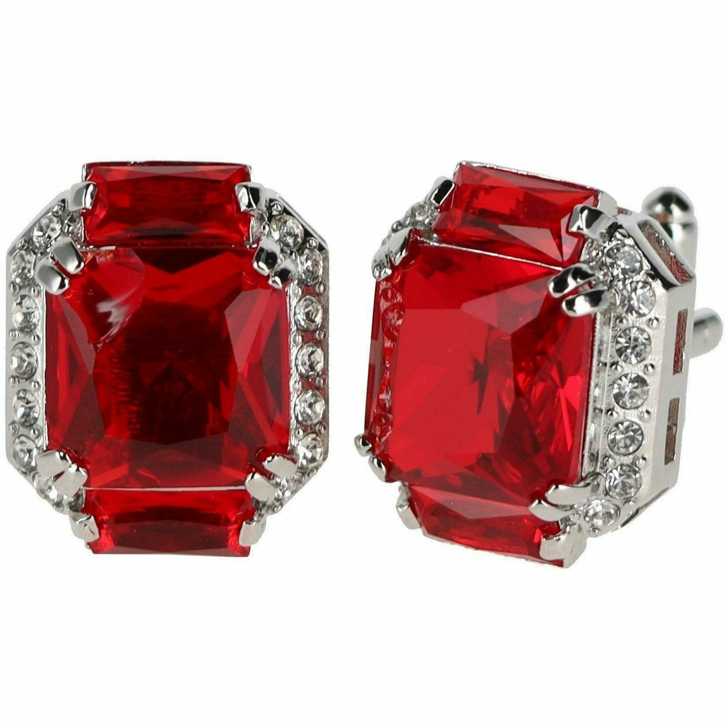 Vittorio Vico Rectangular Colored Diamond Flanked Crystal Cufflinks (CL 74XX)