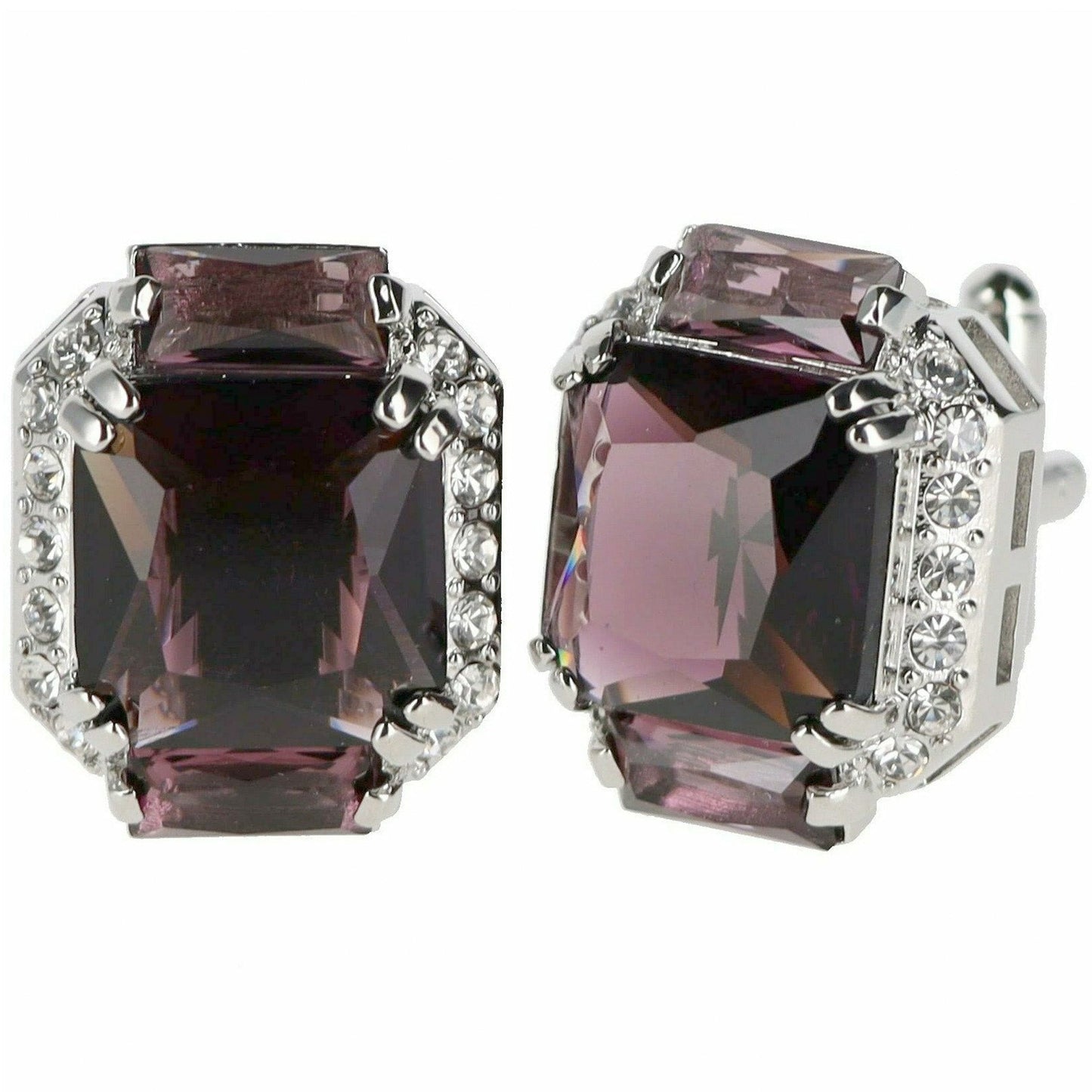 Vittorio Vico Rectangular Colored Diamond Flanked Crystal Cufflinks (CL 74XX)