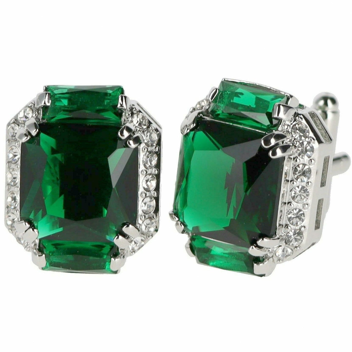 Vittorio Vico Rectangular Colored Diamond Flanked Crystal Cufflinks (CL 74XX)