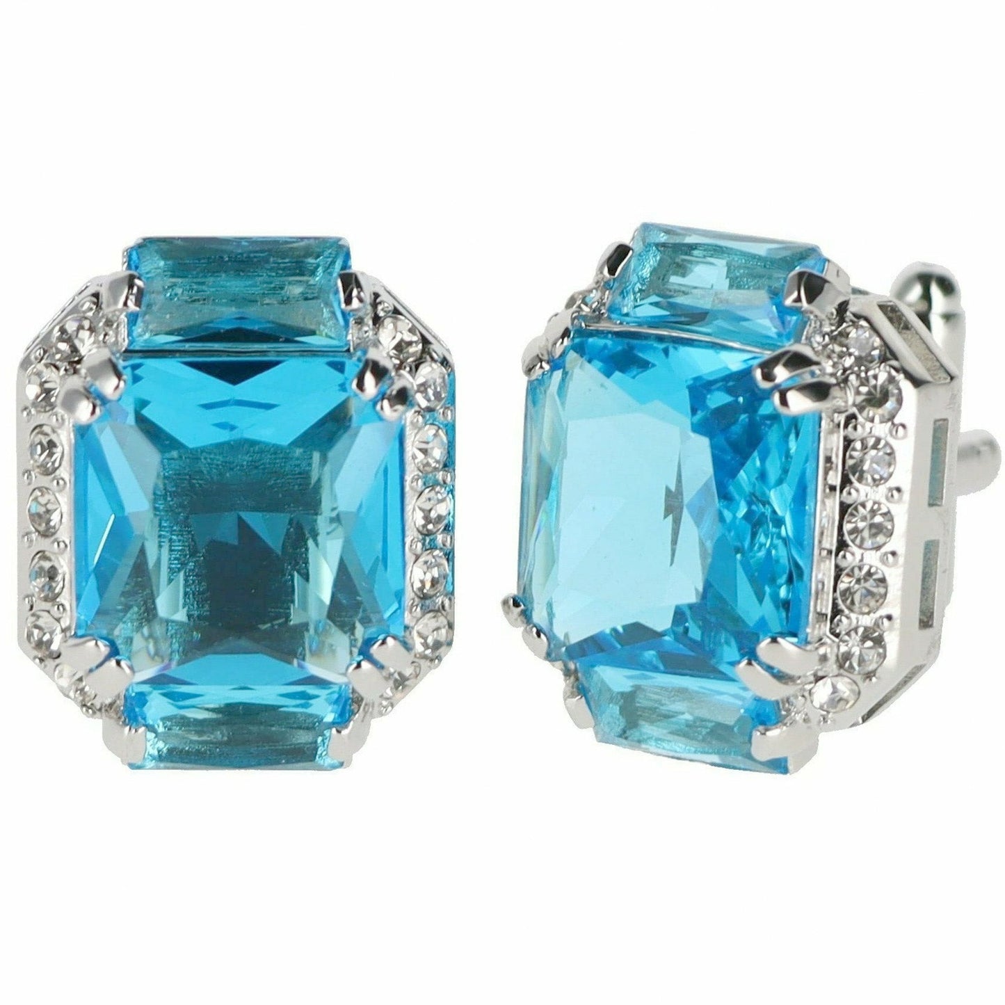 Vittorio Vico Rectangular Colored Diamond Flanked Crystal Cufflinks (CL 74XX)