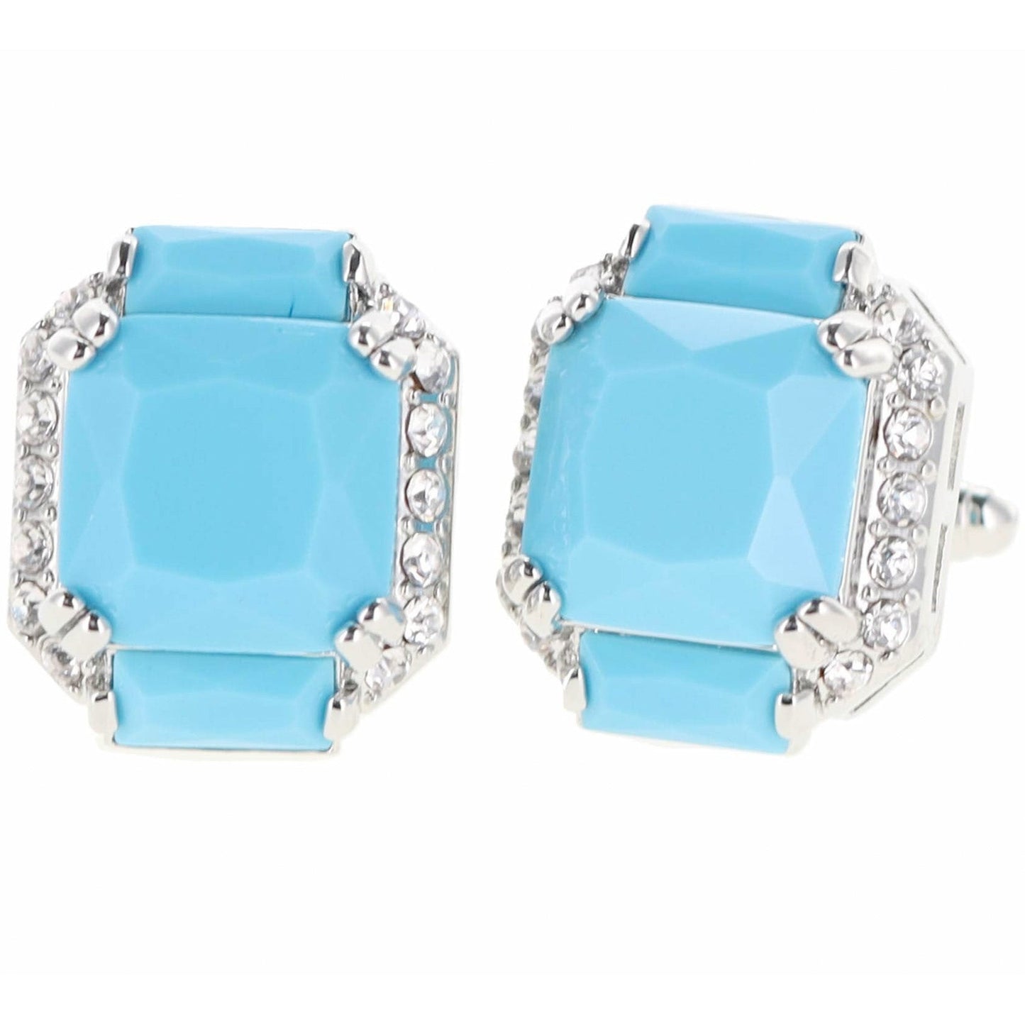 Vittorio Vico Rectangular Colored Diamond Flanked Crystal Cufflinks (CL 74XX)