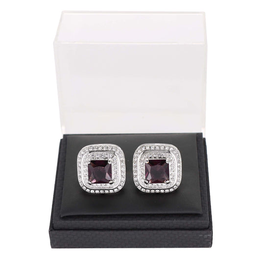 Vittorio Vico Square Colored Crystal Double Diamond Set Cufflinks (CL 75XX)