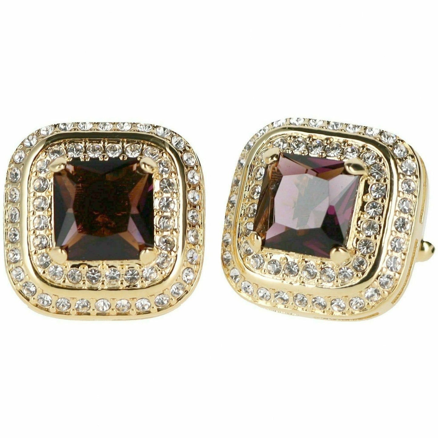 Vittorio Vico Square Colored Crystal Double Diamond Set Cufflinks (CL 75XX)